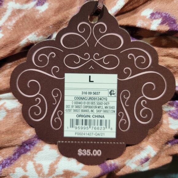 Knox Rose Short Sleeve Mid-Length Dress, Cognac Print, Sz L, NWT - Picture 6 of 7